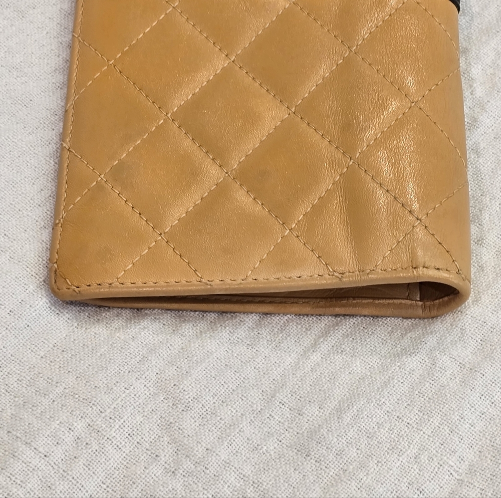 Chanel Cambon Long Leather Wallet Beige Black CC Passport Travel Yen Case Clutch - Picture 14 of 16